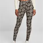 Dámské měkké legíny AOP hnědé heřmánkové