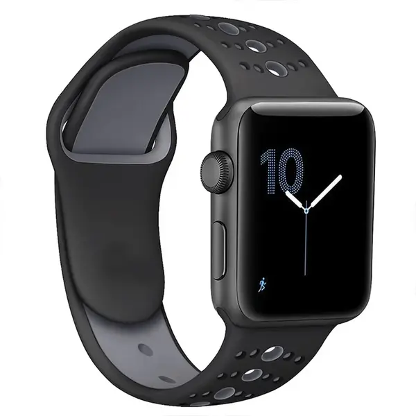 BStrap Silicone Sport remienok na Apple Watch 38/40/41mm, Black Gray