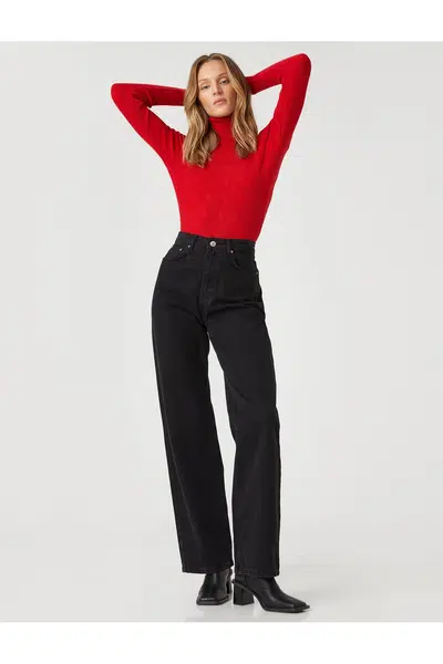 Koton Melis Ağazat X - Slim Fit vzorovaný svetr s rolákem