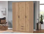 Šatní skříň Lübeck, 135 cm, dub artisan/optika lamel