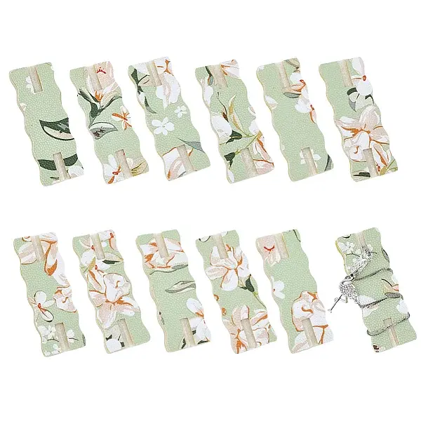 12Pcs Flower Printed Polyester Necklace Anti-Winding Display Cards