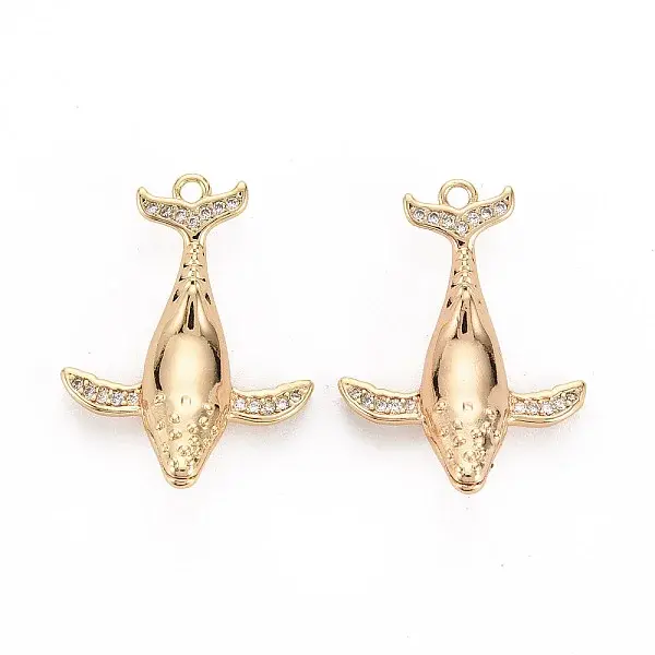 Brass Micro Pave Clear Cubic Zirconia Pendants
