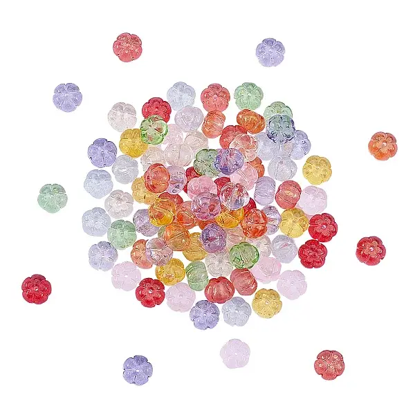 100Pcs 10 Colors Transparent Glass Beads