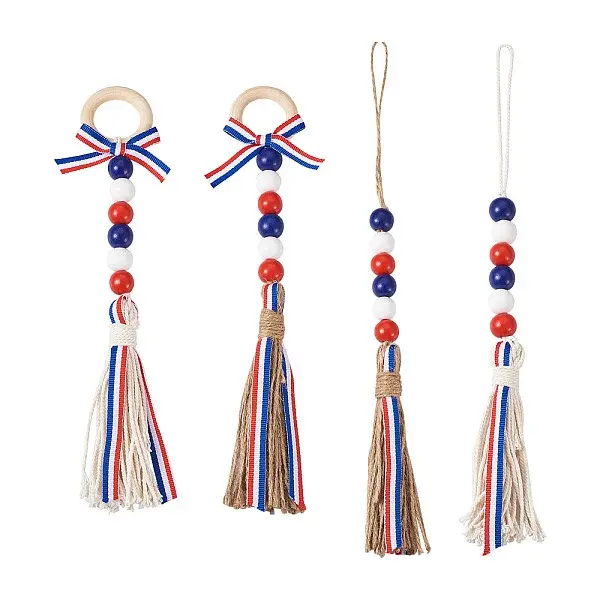 4Pcs 2 Style Independence Day Theme Hemp Rope Tassels Pendant Decorations