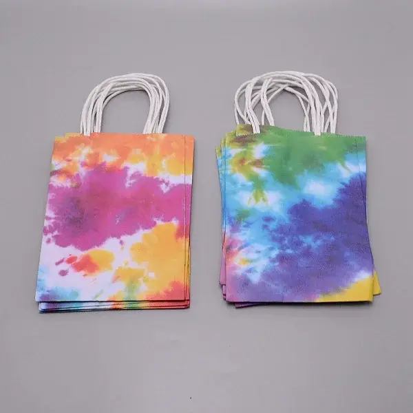 Rectangle with Tie-Dye Pattern Kraft Paper Bag