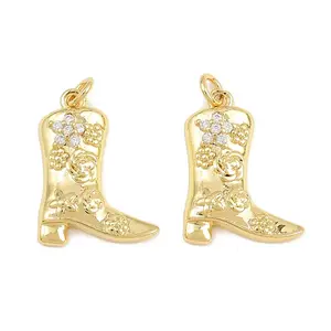 Brass Micro Pave Clear Cubic Zirconia Pendants