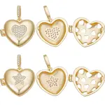6Pcs 2 Styles Brass Micro Pave Cubic Zirconia Pendants