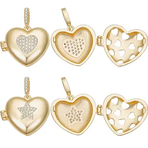 6Pcs 2 Styles Brass Micro Pave Cubic Zirconia Pendants