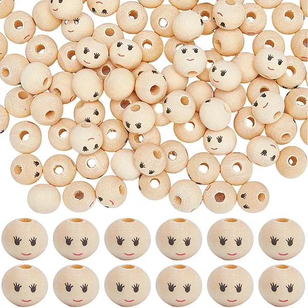 240Pcs Printed Wood Beads