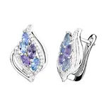 MOISS Elegantní stříbrné náušnice s ametysty a topazy EG000095