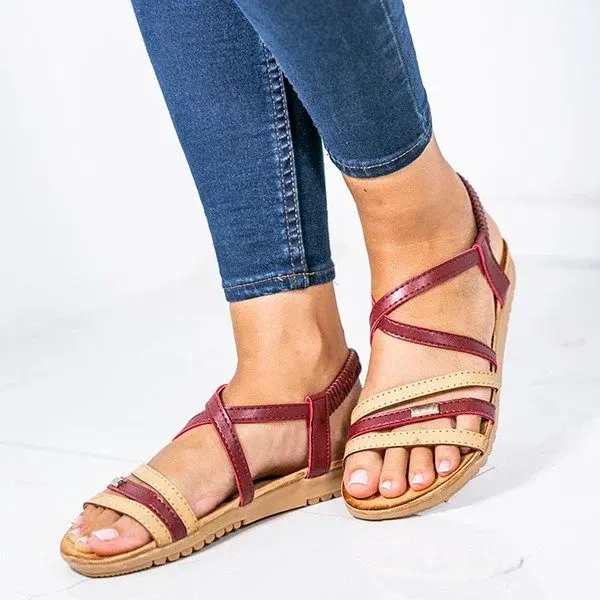 Resti Red and beige sandals with elastic Zsofia - Footwear