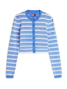 Tommy Jeans Kardigán  modrá / biela