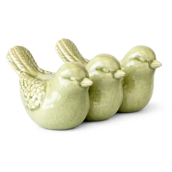 Jarní dekorace CRAQUELE BIRDS 19,5 cm - více barev Barva: Zelená