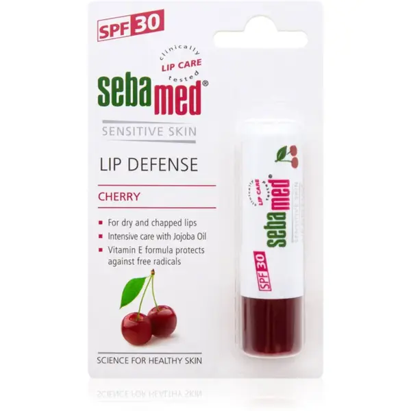 Sebamed Sensitive Skin Lip Defense ochranný balzam na pery SPF 30 Cherry 4.7 g