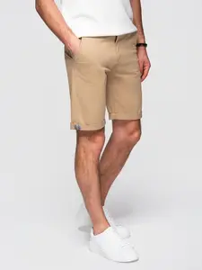 Ombre Classic men's chino shorts with rolled up leg - beige