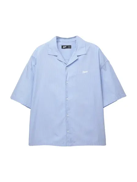 Pull&Bear Košeľa  svetlomodrá / antracitová / biela