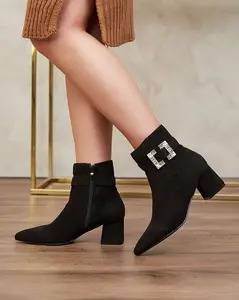 Resti Black women's low stiletto boots Masemart