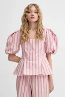 Bavlněná halenka Stine Goya dámská, růžová barva, vzorovaná, SG-SS25-T055-2344