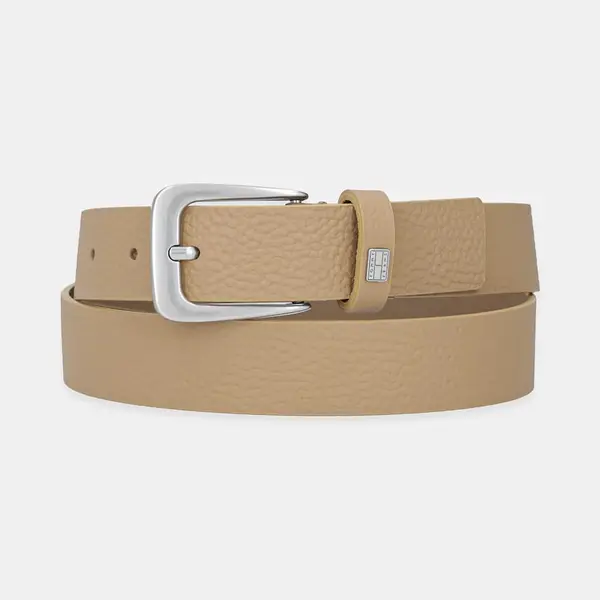 Kožený pásek Tommy Jeans dámský, zelená barva, AW0AW17586