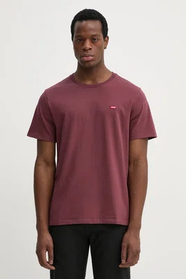 Bavlněné tričko Levi's SS ORIGINAL HM TEE vínová barva, 56605