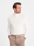 Ombre Men's knitted fitted turtleneck with viscose - ecru