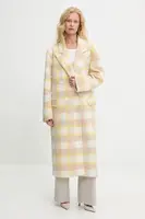 Kabát s vlnou Answear.LAB dámský, žlutá barva, přechodný, dvouřadový