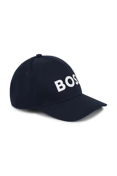 Dětská bavlněná kšiltovka BOSS tmavomodrá barva, s aplikací, J51681