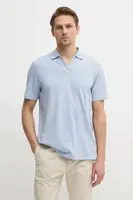 Polo tričko s lněnou směsí Calvin Klein modrá barva, K10K114136