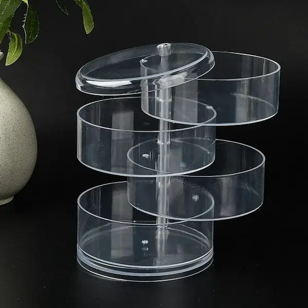 Rotatable 4-Layer Plastic Jewelry Storage Box