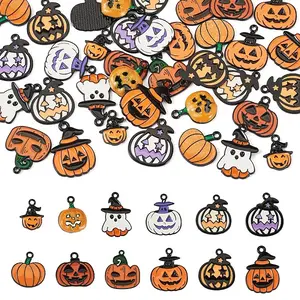 36Pcs 12 Styles Halloween Alloy Enamel Pendants