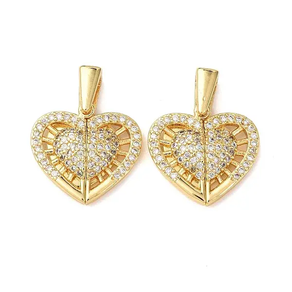 Brass Micro Pave Cubic Zirconia Openable Pendants