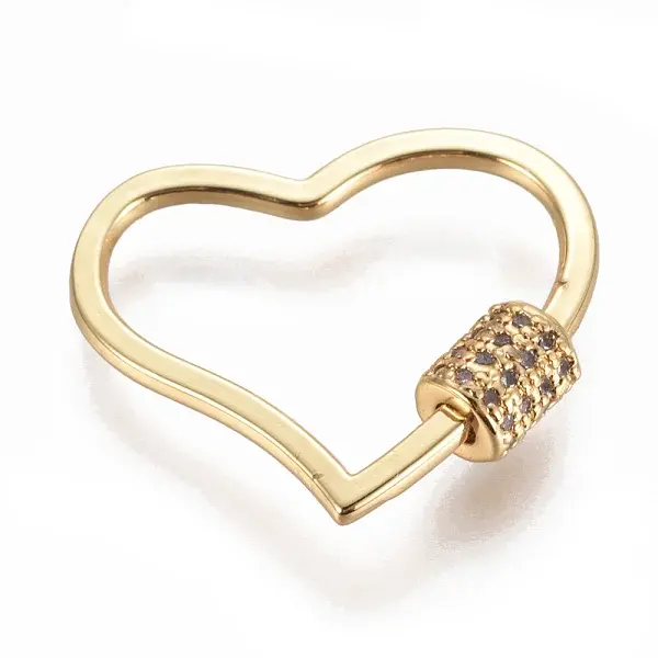 Brass Micro Pave Cubic Zirconia Screw Carabiner Lock Charms