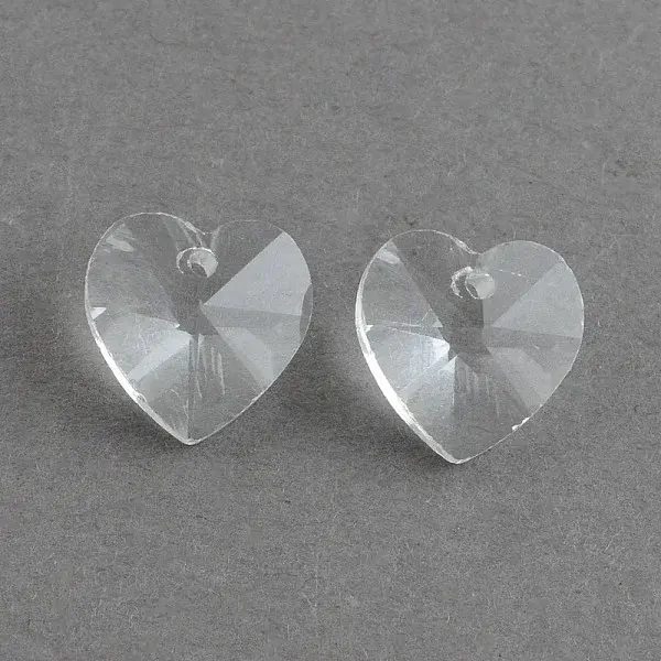 Transparent Glass Heart Pendants