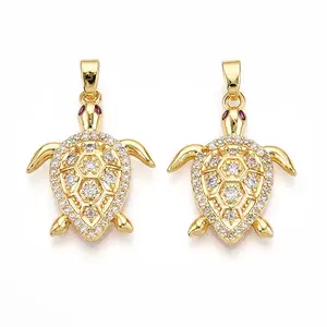 Brass Micro Pave Cubic Zirconia Pendants