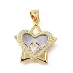 Brass Micro Pave Cubic Zirconia Black Shell Pendants