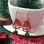 Aluminum Wire Wrapped Christmas Tree Dangle Earrings