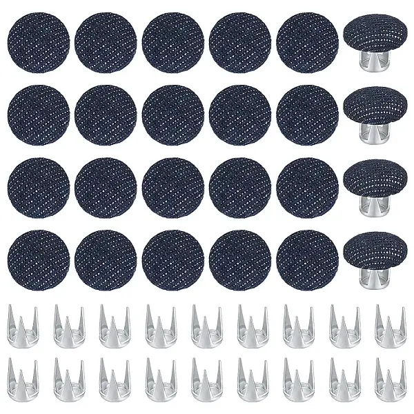 24 Bags Flat Round Cloth Cap Nail Buttons