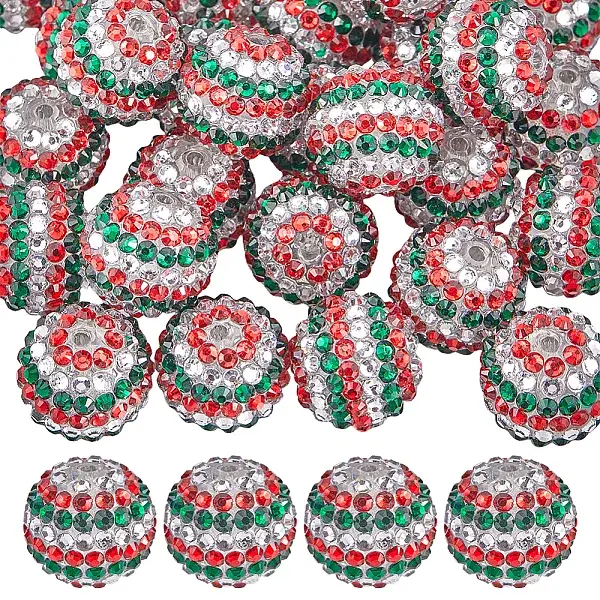 40Pcs Resin Rhinestone Round Beads