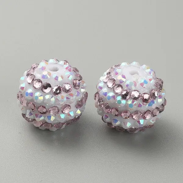 Stripe Pattern Resin Rhinestone Beads