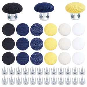 24 Bags 6 Colors Flat Round Cloth Cap Nail Buttons