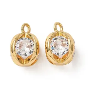 Brass Micro Pave Cubic Zirconia Charms