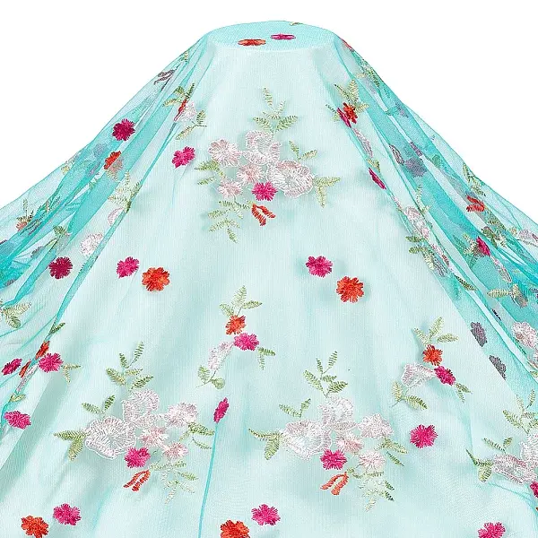 Polyester Flower Embroidered Lace Fabric