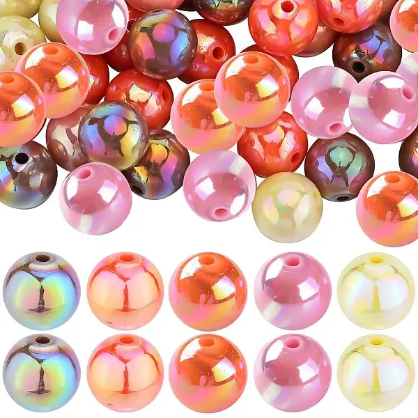 Thanksgiving Day Theme 100Pcs 5 Colors Opaque Acrylic Beads