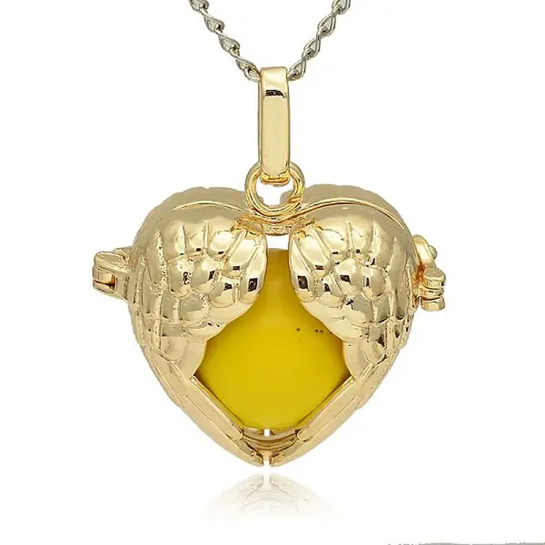 Golden Tone Brass Hollow Heart Cage Pendants