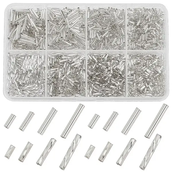 2000Pcs 8 Styles Glass Bugle Beads