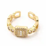 Cubic Zirconia Rectangle Open Cuff Ring