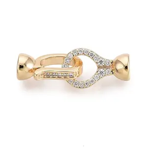 Brass Micro Pave Clear Cubic Zirconia Fold Over Clasps