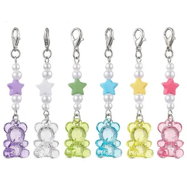 Transparent Acrylic Bear Star Pendant Decoraton