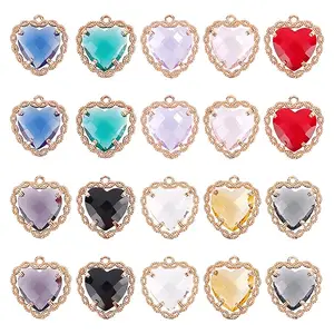 20Pcs 10 Colors Glass Pendants