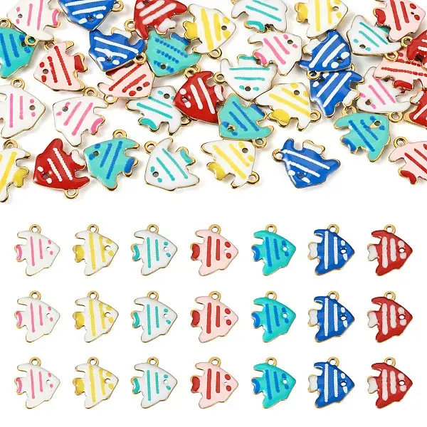 35Pcs 7 Colors Stainless Steel Enamel Charms